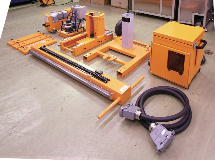 Geokarte IV block structure — elevator, chuck, load mount, stand, controller