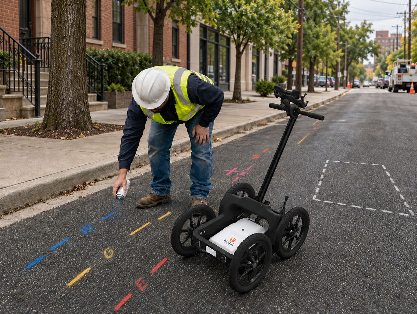 Utility mark-out with Easy Locator Lite in an urban area